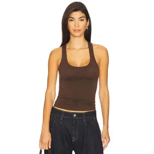 EB Denim Lucy Racerback Tank Top in Chocolate Brown