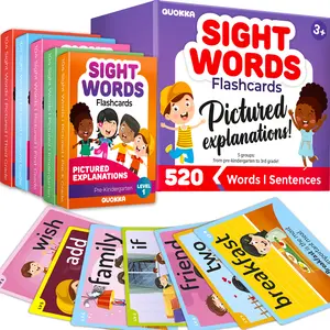 QUOKKA 520 Sight Words Flash Cards with Images & Sentences for Kids Set