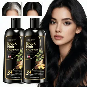 New! 100ml All-in-One Black Hair Dye Shampoo｜Powered by Ginseng, He Shou Wu, Argan, Olive｜Visibly Covers White Hair & Boosts Radiance｜No Ammonia, Gentle Plant-Based Color