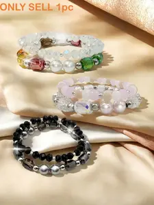 Rainbow Glass Pearl Hand Chain, Bohemian Style Elegance Women's Jewelry, Perfect for Daily Wear & Casual Occasions