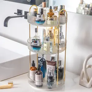 360? Rotating Makeup Organizer, Bathroom Make Up Spinning Holder Rack, Large Capacity  Storage Vanity Shelf Countertop, Fits , Perfume, Skincare, Lipsticks(3 Tiers, Clear)