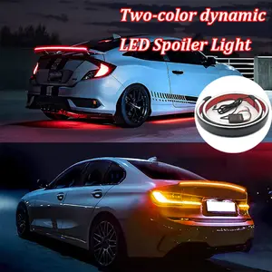 47-51In Dynamic White Yellow Carbon Fiber LED Spoiler Light Car Trunk Spoiler Roof Lip Kit Car Rear Spoiler Light Strip 12V