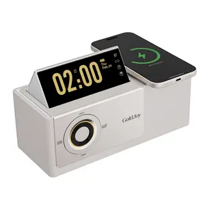 GoldJoy 7-in-1 Wireless Charging Station for iPhone17 16 15 14 13 12 Pro Max Android Phone with TimeSyn Bluetooth Speaker Sunset Lamp