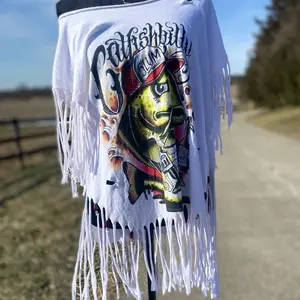 Catfish Billy Yelawolf Distressed Fringe Tee White XL