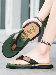 Men's Outdoor Hiking Durable Sandals, Thick Sole Height Boost, Anti-Slip Wear-Resistant, Trendy Casual Beach Slippers, Colorblock Design