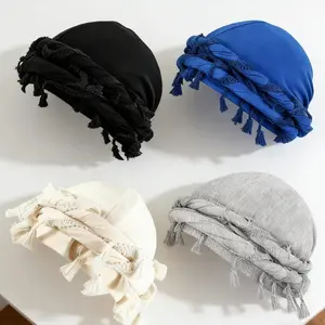 Solid Color Turban Hat - Satin Lined Unisex Head Wrap for Men & Women, Boho Vintage Style Hair Accessory for Daily & Outdoor Wear Cowboy Hats for Men and Women