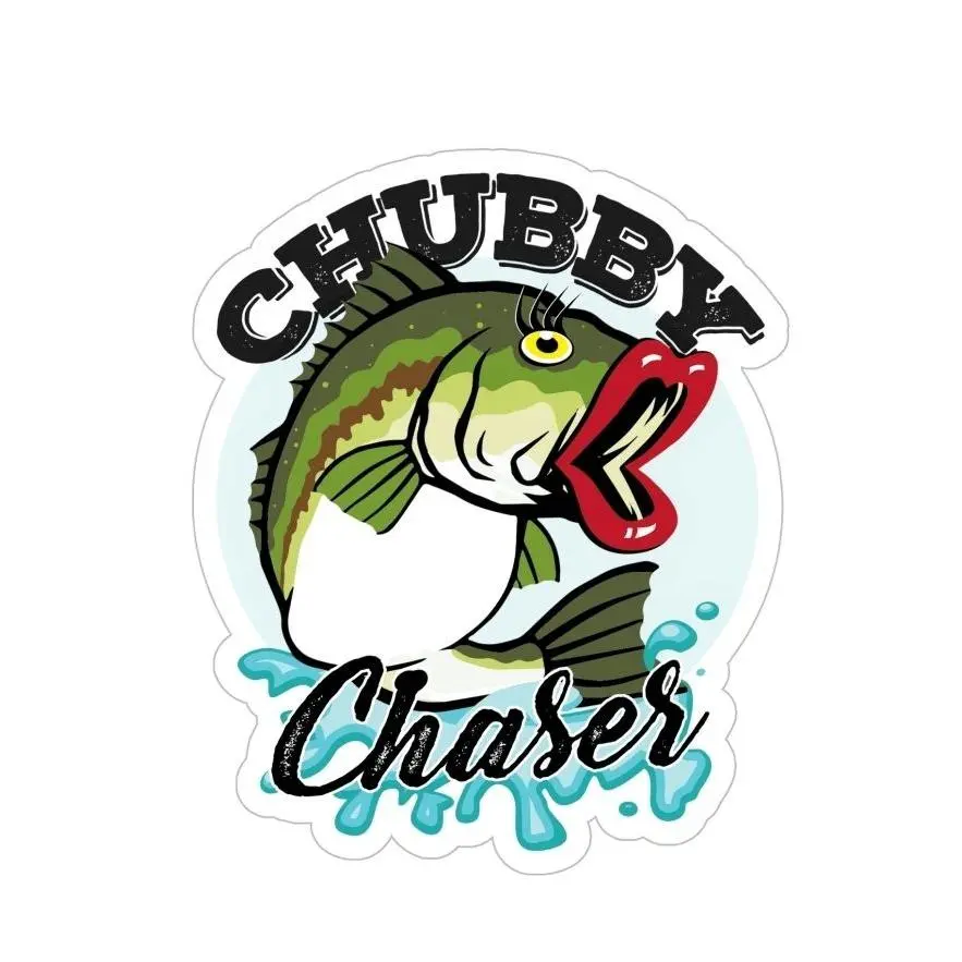 Funny Fishing Sticker | Chubby Chasers Fishing Die Cut Transparent Vinyl Decal | Waterproof Laptop, Tumbler, Boat & Tackle Box Sticker car accessory