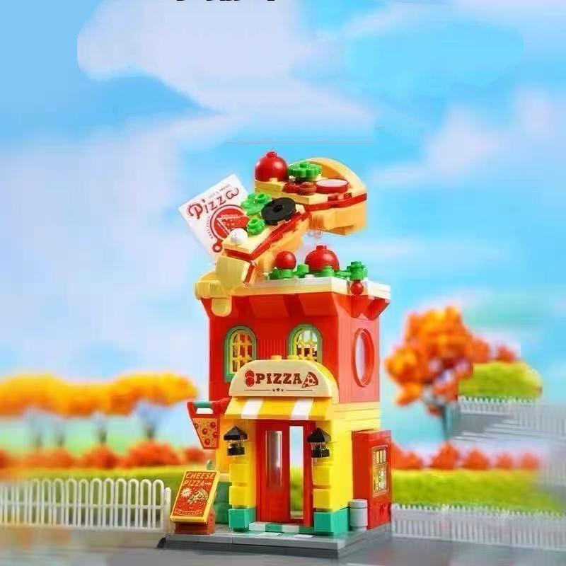 MINISO Lego Sets Building Blocks Toys,Strawberry Dessert Shop, Retro Pizza Shop, Starry Sky Art Museum , Little Panda Boutique Educational Bricks Toy,Fun Construction Set,Adorable Mini Designs for Creative Play,Holiday Gifts for Kids Adults 7"(1pc)