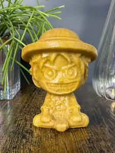 Yellow Jasper Chibi Luffy One Piece-Inspired Crystal Carving