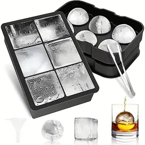 2pcs/set Household Easy-to-clean Crushed Ice Ice Box Mold, Ice Cube Tray, Ice Ball Molds for Making Drinks and Food Storage, Suitable for Ice Cube Juice Food Grade Silicone, Reusable and BPA Free, Multifunctional Household Mold