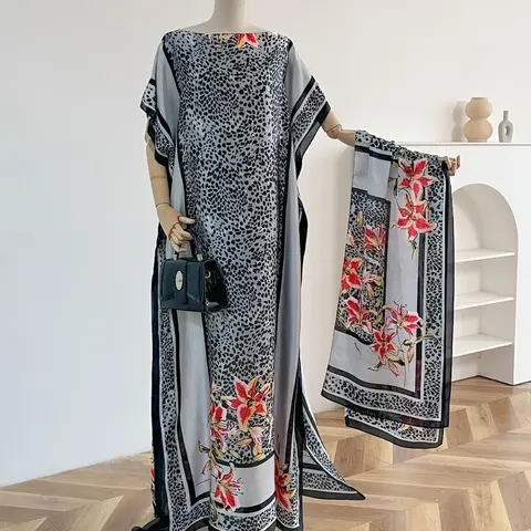 Women's Leopard Print Long Scarf Set, Soft Comfortable Fashion Shawl Wrap, All-Season Retro Accessory, Casual Daily Wear, Summer Scarf