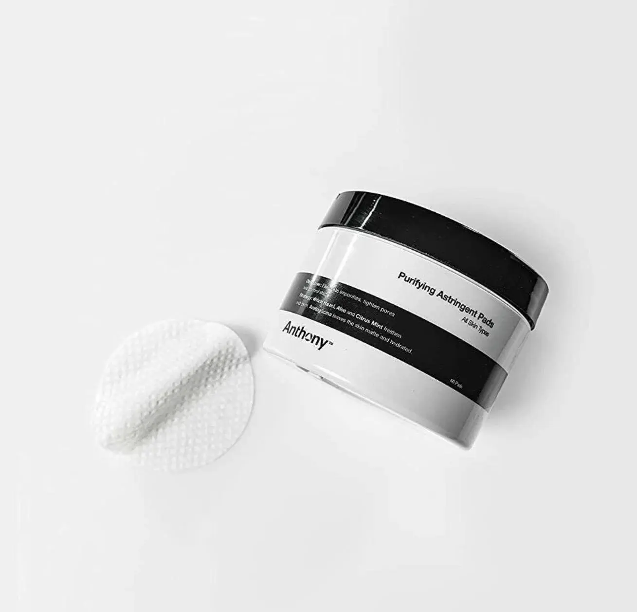 Anthony Purifying Astringent Pads with Peppermint, Skincare Toner for Gentle Pore Cleansing
