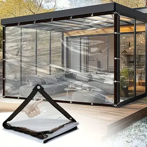 10 x 13ft Heavy-Duty Waterproof Clear Tarp with Grommets, Insect-Resistant, Snowproof, Rainproof, Durable Transparent Rainproof Cover for Outdoor Garden, Patio, Chicken Coop, Greenhouse, Camping & Temporary Shelter, Burning Man