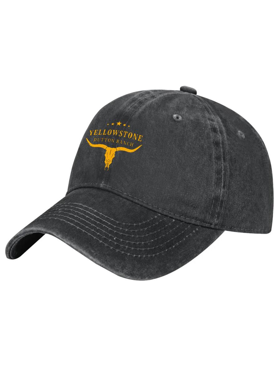 Yellowstone Dutton Ranch Vintage Washed Dad Hat 100% Cotton Adjustable Baseball Cap with Longhorn Logo
