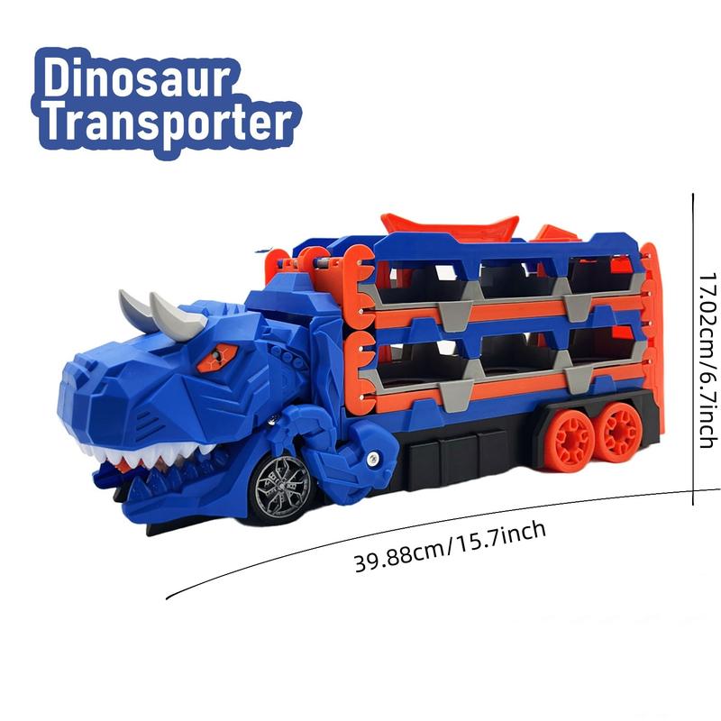 Blue/ Dinosaur Toy Car Set, Foldable Track, Includes 6 Cast Cars, Parent-Child Interactive Play, Boy Toys, Kids Birthday Gift