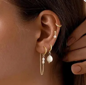 Moodear Elegant Water Drop Stud Earrings for Women Hypoallergenic Stainless Steel Screw Back Dangle Earrings Trendy All-match Jewelry for Daily Wear & Party