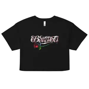 Beautiful Crop Top - 100% Combed Cotton Relaxed Fit Cropped Length Ribbed Crew Neck Dropped Shoulders Side-Seamed Construction Double-Needle Hems