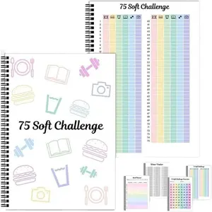 Soft challenge Planner Notebook, 1 Count A4 Soft challenge Planner Notebook, Weekly and Monthly calendar Planners Note Book, Office Supplies, Spiral Bound Planner