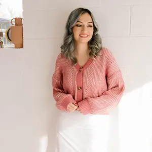 Two Tone Mauve Button Down Cardigan