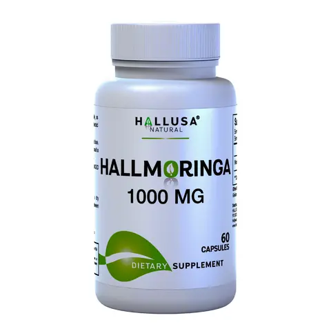 Hallusa Natural Organic Moringa Botanical Extracts Dietary Supplement Capsules - 1000 mg, 60 Count, for Adults, Anti-inflammatory Vitamin, Gluten-Free, Non-GMO, No Sugar, Supports Metabolism & Blood Pressure Control