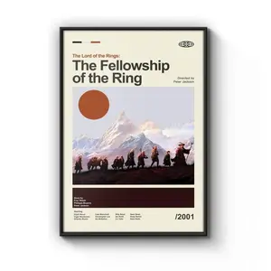 Mid Century Modern The Fellowship of the Ring Movie Poster, Retro Movie LOTR Print, Modern Vintage The Lord of the Rings Posters - (Unframe)