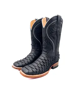 Cowboy Boot Jumbo Python Matte Black