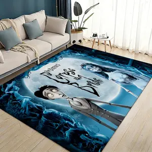 C-Corpse Bride Cartoon Floor Mat Flannel Rugs Soft Warmth Floor Mat Thickened Non-Slip for Room Home Decor Door Mat Strong Water Absorption Upgraded Anti-Slip Backing Easy to Clean
