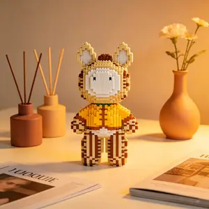 Butter Cream 3D Deer Puzzle Building Block Ornament, Perfect for Home Office Decor, Unique Gift for Thanksgiving and Christmas, Ideal for Parties and Room Decoration