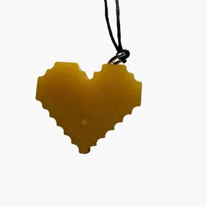 Yellow Pixel Heart Keychain - Glow in the Dark, UV and Black Light Reactive