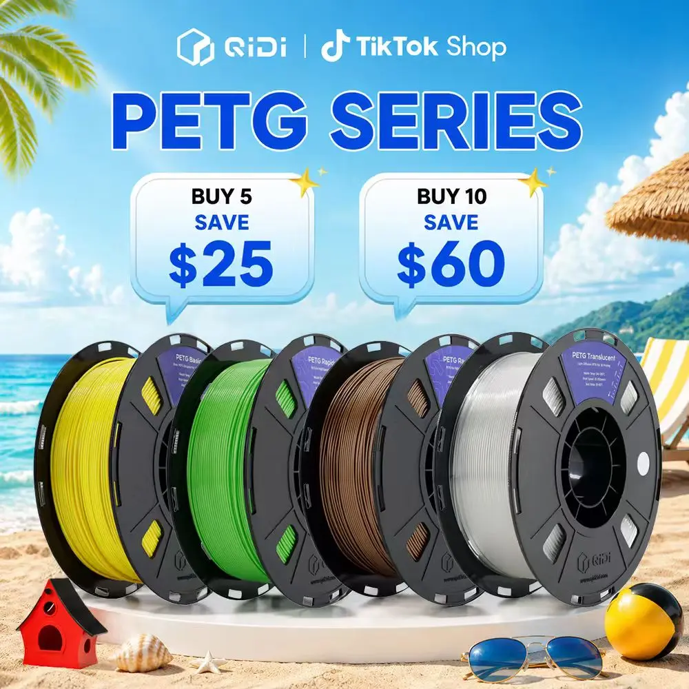 QIDI PETG Series Filament, 1.75mm, 1kg (2.2 lbs), PETG BASIC / PETG TRANSLUCENT / PETG RAPIDO, Compatible with Most FDM 3D Printers, Bulk Purchase Discounts , Ideal for Beginners & Professionals