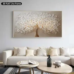 2D Flat, 1pc a Large 19.68in50cmX39.37in100cm UnFramed， Modern Home Decoration Canvas Art Prints 1PC Suitable for Living Rooms & Bedrooms Realistic Poster Decorative Gifts with White Cherry Blossom Tree Design Decor