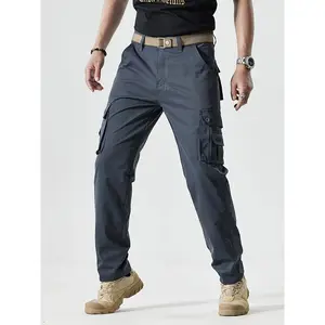 Men's casual & Functional Cargo pants-straight fit, multi-pocket design, durable polyester, ideal for Work & outings, all-season wear, casual wear pants | casual style pants | woven pants, plus size pants