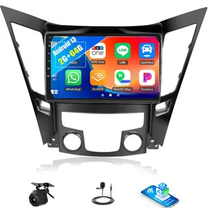 2G+64G for Hyundai Sonata 2010-2015 Radio Android 15 Car Stereo Wireless CarPlay Android Auto Mirror Link GPS 9” HD Touchscreen Bluetooth Car Radio FM/WiFi+Backup Camera Mic Camera&Mic