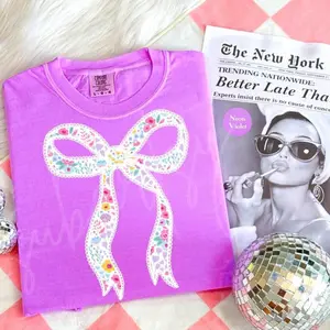 Comfort Colors Coquette Summer Bow Shirt Summer Vacation Tee Aesthetic Preppy Beach Top