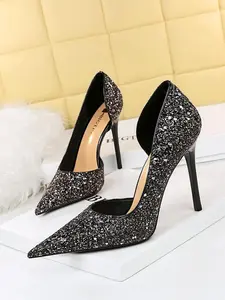 Women's Fashionable Stylish Glitter Sequins Decorated Pointed Toe Stiletto Heels, Elegant High Heel Shoes for Party, Banquet, Trendy All-match & Exquisite Heels for Women