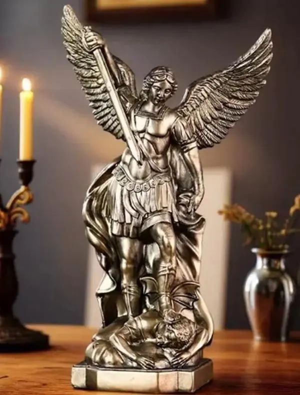 8.5-Inch Classic Saint Michael Archangel Catholic Figurine, Religious Decor, Home Room Decor Collectible for Protection, Home Decor Items