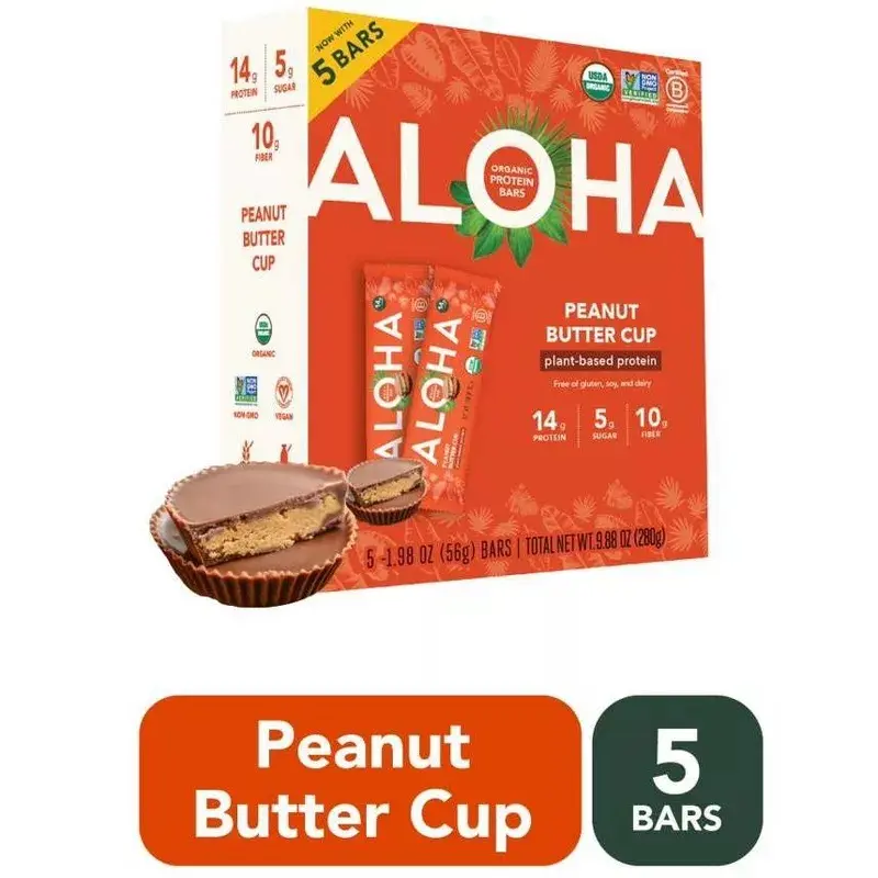 ALOHA Peanut Butter Cup Protein Bars - 9.88oz/5ct