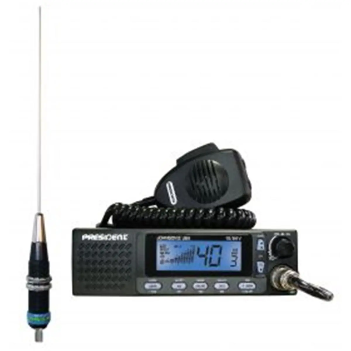 212 MAIN President Johnson II 12-24V CB Radio with Beep Function, Channel Scan, Dual Watch, Audio Capabilities, Built-In Speaker, Mics, LCD Display, Easy-Use Buttons, External Speaker Jack, Front Mount for Boating, Water Sports