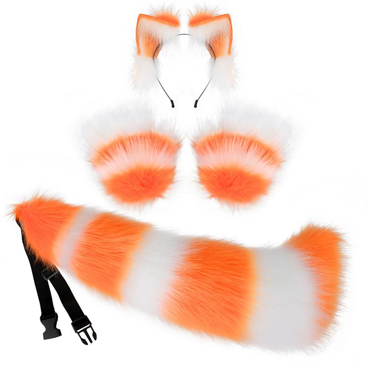 3-Piece Animal Cosplay Set – Fluffy Ears, Claws & Tail | Perfect for Sexy Roleplay & Cosplay Fun Belt Fursuit Short Costume Womenswear Adjustable Clothes Comfortable Furry Plush Skeleton Soft