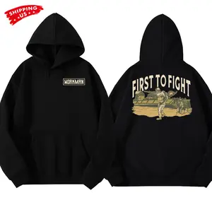 Army Infantry Hoodie, First To Fight Military Graphic Hoodie, Workman Tactical Combat Hoodie for Soldiers & Veterans, Patriotic Gift for US Army Supporters