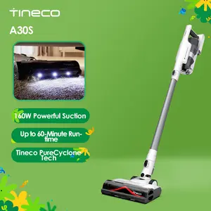 Tineco A30S Cordless Stick Vacuum Cleaner, 160W Powerful Suction, 60 Minutes Runtime, 1L Larger Dustbin, Rechargeable Lightweight and Versatile ZeroTangle Brush PureCyclone Tech LED Headlight
