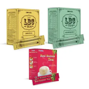 EDMARK Tea Variety Pack: Red Bubble Tea with Red Yeast Rice, LBC Original Tea's LBC Peppermint Teas Bundle - Pack of 3