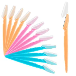 12 piece set of women's eyebrow shaver, eyebrow trimmer tool, facial shaver with safety cover, multifunctional exfoliating and hair removal device, shaping shaver suitable for women
