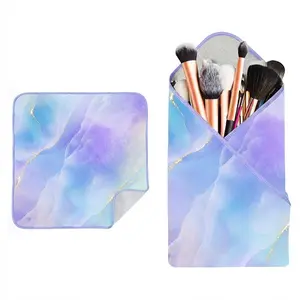 Magic Drawstring Makeup Bag Opens Flat Large Cosmetic Organizer Mat Aesthetic Marble Travel Pouch for Women Lazy Girl Quick Pack Waterproof Toiletry Storage Bag Portable Vanity Mirror Case Essentials Gift for Vacation Cruise Dorm Organization M