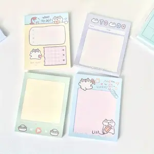Set of 4 Cute Cat Sticky Notes, Self-Adhesive Memo Pads with Cartoon Kittens, Perfect for Students and Family Office Supplies