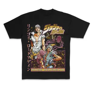 Classic Ringo Roadagain T-Shirt, JoJo Steel Ball Run Anime Graphic Tee, Manga Fan Shirt