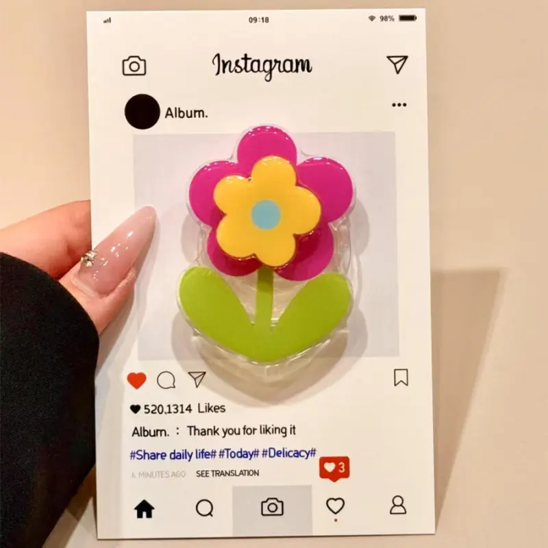 Korean Cute Cartoon Rotate Flower Grip Tok Griptok Phone Holder  Stand Support For iPhone 15 Samsung Universal Accessories Hol