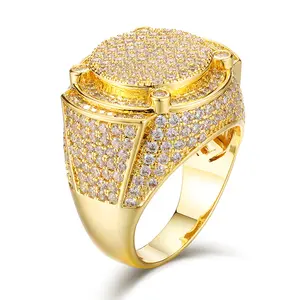 Iced Out Hip Hop Ring for Men, Exaggerated Cubic Zirconia Geometric Design Finger Ring, Bling Luxury Jewelry for Boyfriend Husband, Trendy Streetwear Rap Accessory, Birthday Anniversary Gift for Him