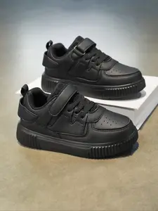 Fashion Low-Top Casual Sports Shoes, Solid Color Patchwork Round Toe Design, Simple Skateboarding Shoes, Comfortable Unisex Kids' Sneakers, Sneakers Trainer Shoes, Round Toe Trainers