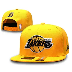Los Angeles Lakers Flat Brim Snapback Hat Adjustable Basketball Cap